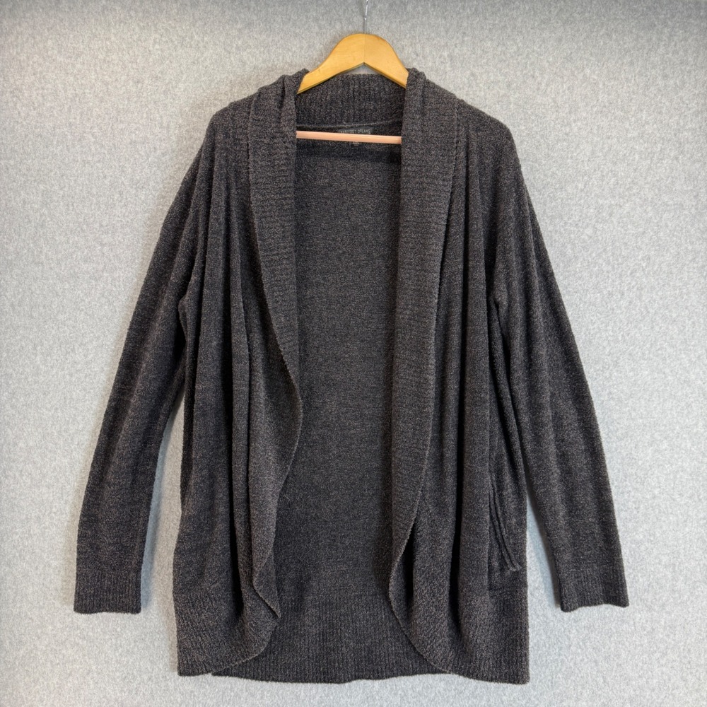 Barefoot Dreams CozyChic Lite Cardigan Dark‎ Gray Open Front Sweater Large XL